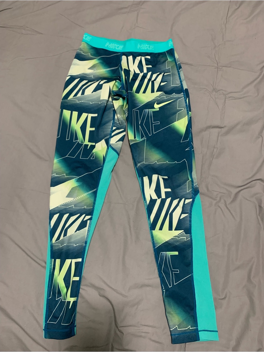 Nike Girls' Teal, Navy & Lime Graphic Leggings
